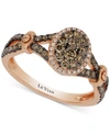 LE VIAN CHOCOLATIER FRAMED CLUSTER CHOCOLATE AND WHITE DIAMOND FRAMED RING (5/8 CT. T.W.) IN 14K ROSE GOLD