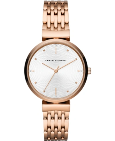 Armani Exchange Women's Zoe Rose Gold-tone Stainless Steel Bracelet Watch 36mm