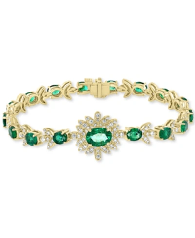 Effy Collection Effy Emerald (6-3/8 Ct. T.w.) & Diamond (1-1/5 Ct. T.w.) Link Bracelet In 14k Gold