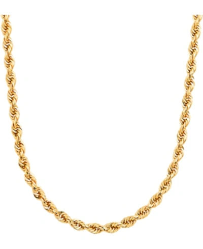 Italian Gold Men's Glitter Rope 24" Chain Necklace (4.5mm) In 14k Gold In Yellow Gold