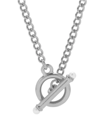 Brook & York Stella Pearl Toggle Chain Necklace In Rhodium