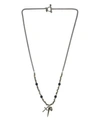 MR ETTIKA MIXED METAL FACETED BEAD NECKLACE WITH SPIKE, CROSS AND SKULL CHARMS