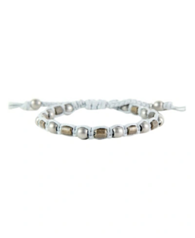 Mr Ettika Adjustable Nylon Bracelet With Round And Rectangular Beads In Multi