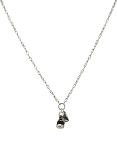 Mr Ettika Ox Chain Necklace With Boxing Glove Charm In Silver