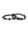 Mr Ettika Raw Lava Stone And Turquoise Elastic Beaded Bracelet, Pack Of 2 In Multi