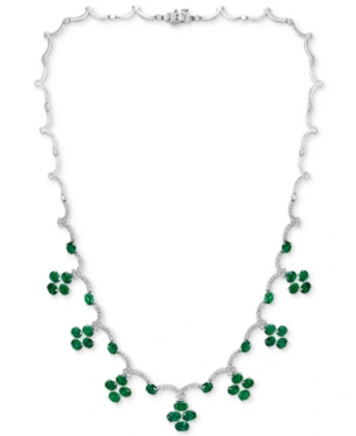 Effy Collection Effy Emerald (12-1/3 Ct. T.w.) & Diamond (1-1/2 Ct. T.w.) 18" Statement Necklace In 14k White Gold