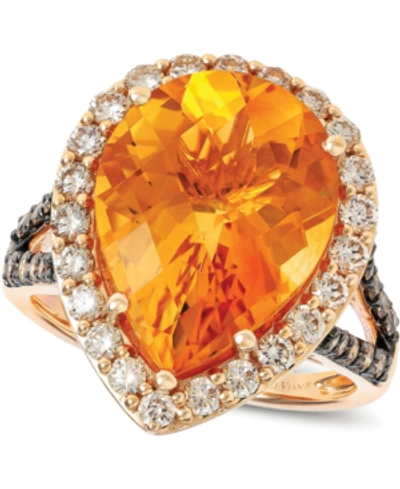 Le Vian Cinnamon Citrine (6-3/8 Ct. T.w.) & Diamond (1 Ct. T.w.) Ring In 14k Rose Gold