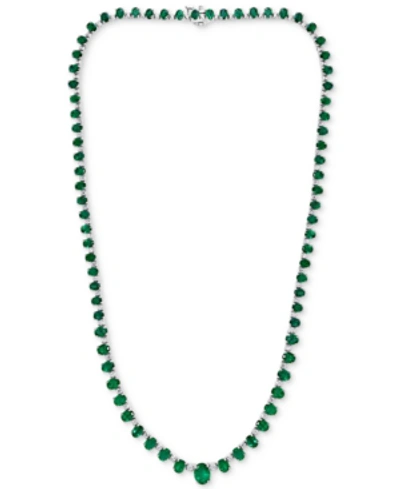 Effy Collection Effy Emerald (18-1/2 Ct. T.w.) & Diamond (1-1/3 Ct. T.w.) 16" Statement Necklace In 14k White Gold