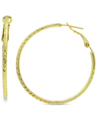 Giani Bernini Textured Oval Hoop Earrings 45mm, Created For Macy's In Gold Over Silver