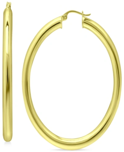 Giani Bernini Oval Polished Hoop Earrings In 18k Gold-plated Sterling Silver, 1-1/8", Created For Macy's In Gold Over Silver