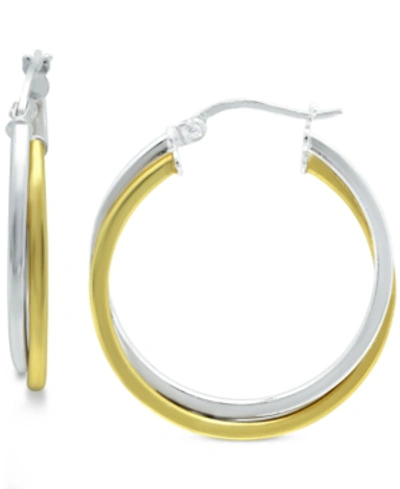 Giani Bernini Small Two-tone Twist Hoop Earrings In Sterling Silver & 18k Gold-plated Sterling Silver, 3/4", Creat
