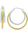 Giani Bernini Small Two-tone Triple Hoop Earrings, 20mm, Created For Macy's In 18k Gold Over Sterling Silver