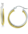 Giani Bernini Small Two-tone Overlap Hoop Earrings In Sterling Silver & 18k Gold-plate, 0.78", Created For Macy's In Two-tone