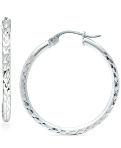 Giani Bernini Small Textured Hoop Earrings In Sterling Silver, 1", Created For Macy's