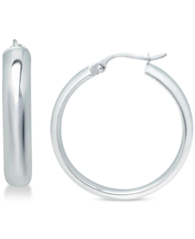 Giani Bernini Sterling Silver Round Polished Hoop Earrings In Sterling Silver, 3/4", Created For Macy's
