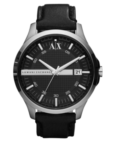 Armani Exchange Watch, Men's Black Leather Strap 46mm Ax2101