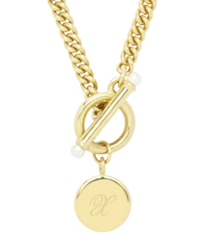 Brook & York Stella Imitation Pearl Initial Toggle Necklace In Gold X