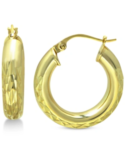 Giani Bernini Small Textured Hoop Earrings In 18k Gold-plated Sterling Silver, 3/4" Created For Macy's In 18k Gold Over Sterling Silver