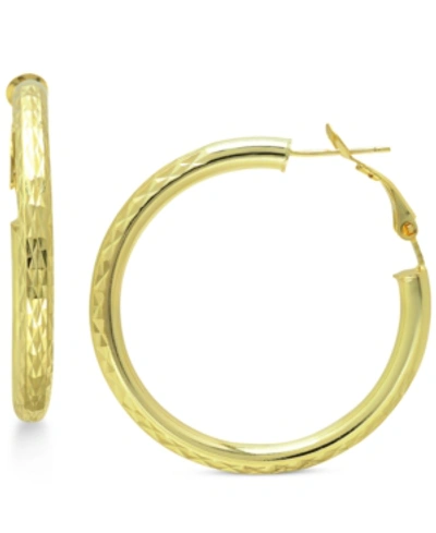 Giani Bernini Medium Hoop Earrings In 18k Gold-plated Sterling Silver, 1-1/2", Created For Macy's In 18k Gold Over Sterling Silver