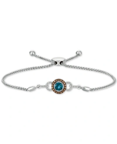 Le Vian Deep Sea Blue Topaz (3/8 Ct. T.w.) & Diamond (1/4 Ct. T.w.) Bolo Bracelet In 14k White Gold