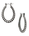 Patricia Nash Silver-tone Twisted-rope Oval Hoop Earrings In Silver