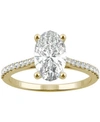 Charles & Colvard Moissanite Oval Engagement Ring (2-1/2 Ct. T.w. Dew) In 14k White Gold Or 14k Yellow Gold In Yellow Gold