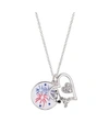 PEANUTS SILVER PLATED PEANUTS "SNOOPY" AMERICANA FIREWORKS HEART PENDANT NECKLACE, 16"+2" FOR UNWRITTEN