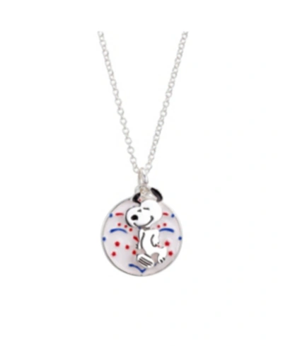 Peanuts Silver Plated  "snoopy" Americana Fireworks Pendant Necklace, 16"+2" For Unwritten