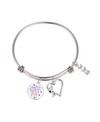 PEANUTS "SNOOPY" AMERICANA FIREWORKS HEART ADJUSTABLE BANGLE BRACELET IN STAINLESS STEEL FOR UNWRITTEN SILVE