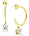 Giani Bernini Cubic Zirconia Dangle Hoop Earrings In 18k Gold-plated Sterling Silver, Created For Macy's In Gold Over Silver