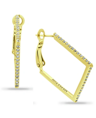 Giani Bernini Cubic Zirconia Square Hoop Earrings In 18k Gold-plated Sterling Silver, Created For Macy's In Gold Over Silver