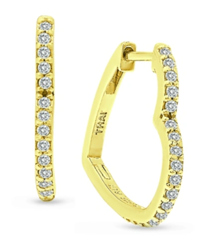 Giani Bernini Cubic Zirconia Small Heart Hoop Earrings In 18k Gold-plated Sterling Silver, Created For Macy's In Gold Over Silver