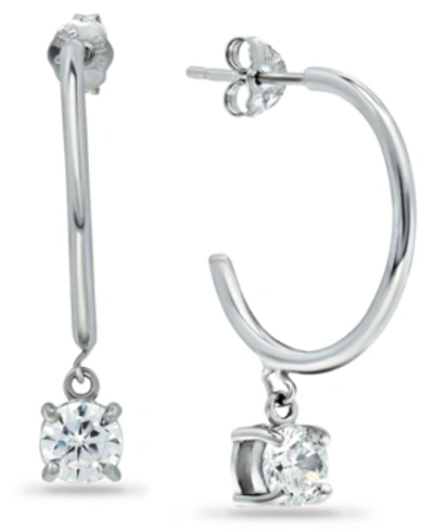 Giani Bernini Cubic Zirconia Dangle Hoop Earrings In 18k Gold-plated Sterling Silver, Created For Macy's