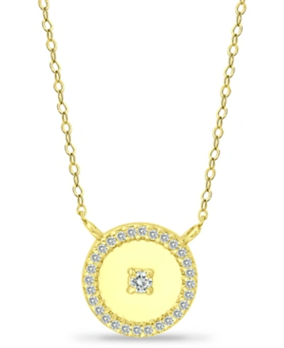 Giani Bernini Cubic Zirconia Polished Halo Pendant Necklace In 18k Gold-plated Sterling Silver, 16" + 2" Extender, In Gold Over Silver