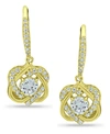Giani Bernini Cubic Zirconia Cluster Drop Earrings In 18k Gold-plated Sterling Silver, Created For Macy's In Gold Over Silver