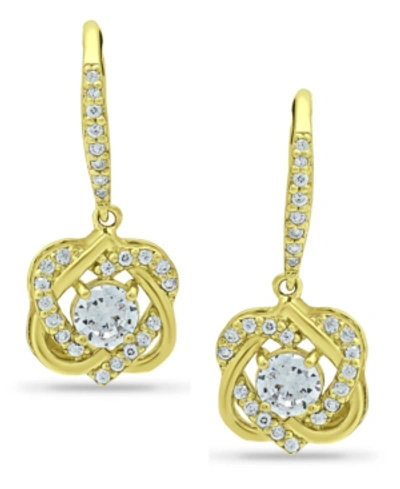Giani Bernini Cubic Zirconia Cluster Drop Earrings In 18k Gold-plated Sterling Silver, Created For Macy's In Gold Over Silver