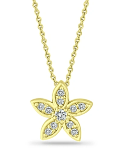 Giani Bernini Cubic Zirconia Star Flower Pendant Necklace In 18k Gold-plated Sterling Silver, 16" + 2", Created Fo In Gold Over Silver