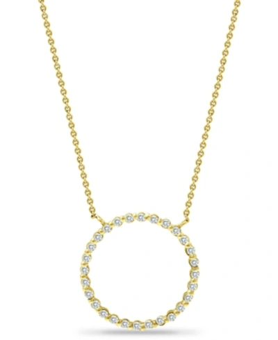 Giani Bernini Cubic Zirconia Open Circle Pendant Necklace In 18k Gold-plated Sterling Silver, 16" + 2" Extender, C In Gold Over Silver