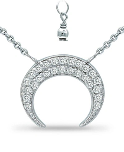 Giani Bernini Cubic Zirconia Crescent Moon Pendant Necklace In Sterling Silver, 16" + 2" Extender, Created For Mac