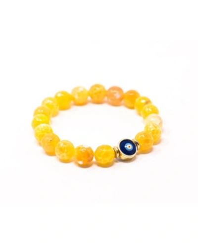 Katie's Cottage Barn Agate With Evil Eye Bracelet Give Back Bracelet In Yellow