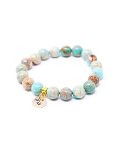 Katie's Cottage Barn Jasper Sea Sediment With Hope Charm Give Back Bracelet In Turquoise