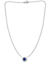 Giani Bernini Blue Cubic Zirconia Framed 16" Pendant Necklace, Created For Macy's In Silver