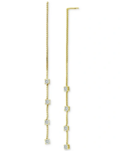 Giani Bernini Cubic Zirconia Threader Earrings, Created For Macy's In Yellow Gold Over Silver