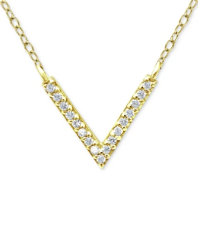 Giani Bernini Cubic Zirconia Mini-chevron 16" Pendant Necklace, Created For Macy's In Gold Over Silver