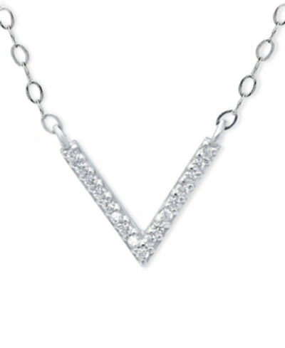 Giani Bernini Cubic Zirconia Mini-chevron 16" Pendant Necklace, Created For Macy's In Silver