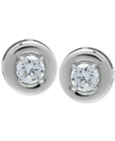 Giani Bernini Cubic Zirconia Framed Stud Earrings, Created For Macy's In Silver