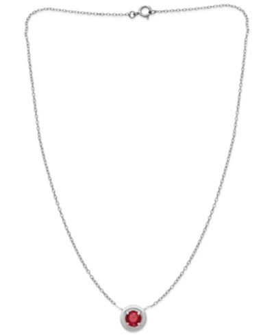 Giani Bernini Red Cubic Zirconia Framed 16" Pendant Necklace, Created For Macy's In Silver