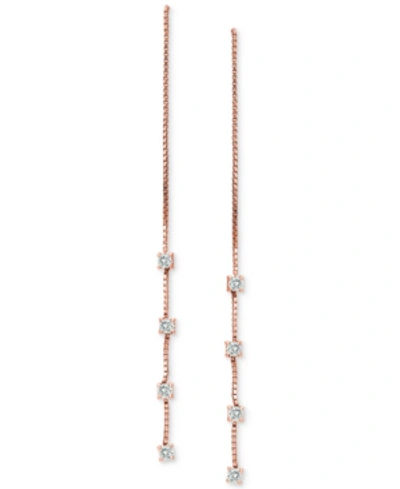 Giani Bernini Cubic Zirconia Threader Earrings, Created For Macy's In Rose Gold Over Silver