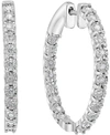 Effy Collection Effy Diamond In & Out Small Hoop Earrings (3/8 Ct. T.w.) In Sterling Silver, 1" In Silver