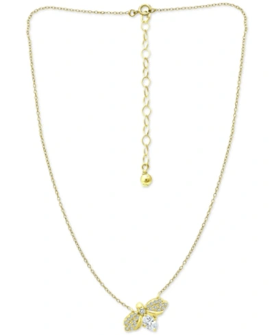 Giani Bernini Cubic Zirconia Bee 16" Pendant Necklace In 18k Gold-plated Sterling Silver, Created For Macy's In Gold Over Silver